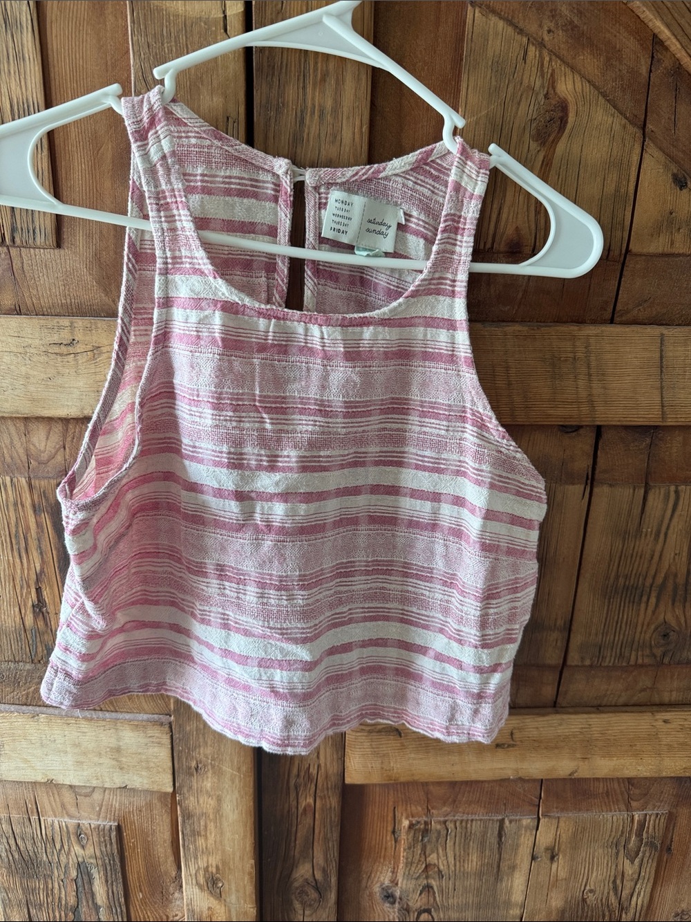 Anthropologie Pink Striped Sleeveless Crop Top